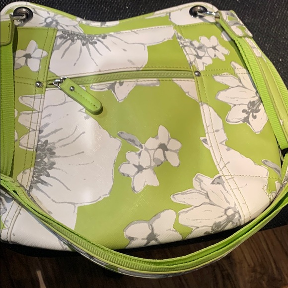 Tyler Rodan Green and White Shoulder Bag with Floral Print - Picture 14 of 16